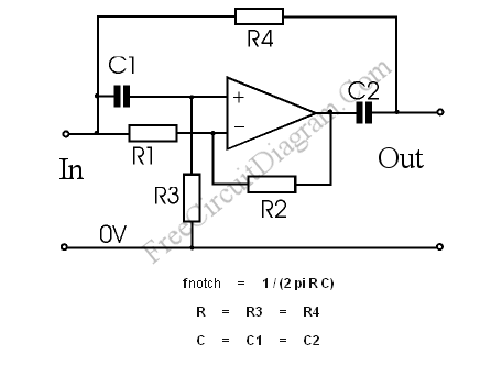 op amp notch filter circuit schematic
