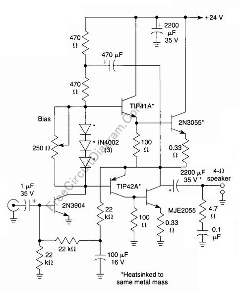 transistor amplifier wiring diagram