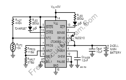 Autonomous Fast Nimh Battery Charger Using Single Chip Ic Electronic Circuit Diagram