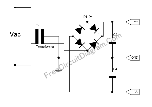 Basic Symmetric Power Supply - Electronic Circuit Diagram