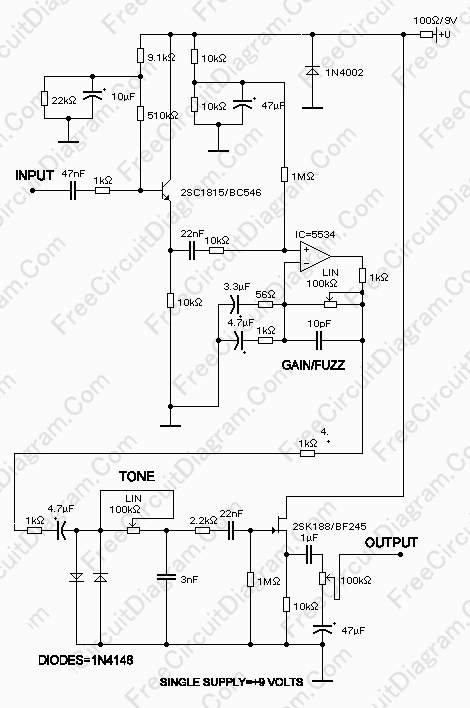 Ibanez Fat Cat Distortion Pedal – Electronic Circuit Diagram