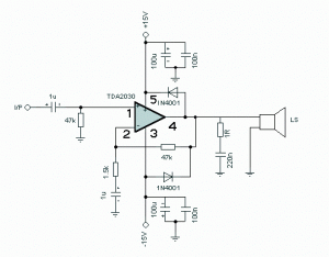Simple 8 Watt Audio Power Amplifier Using TDA 2030 – Electronic Circuit