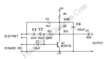 pre amp transistor circuit diagram