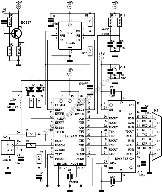 Тестер rs232 схема