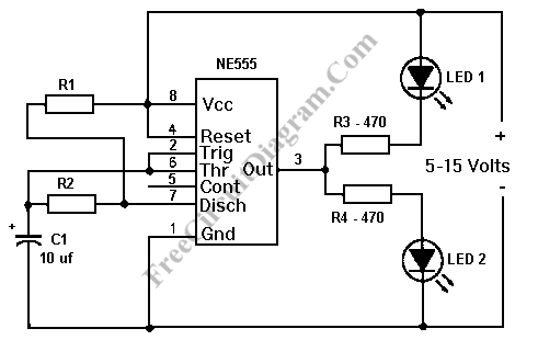 ne555自制爆闪灯电路图图片