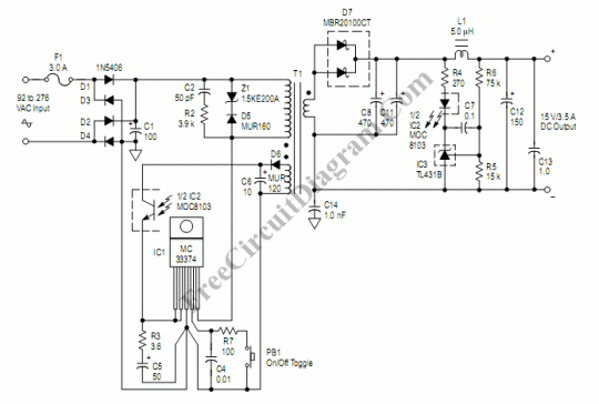 52W SMPS AC-DC Adapter - Electronic Circuit Diagram