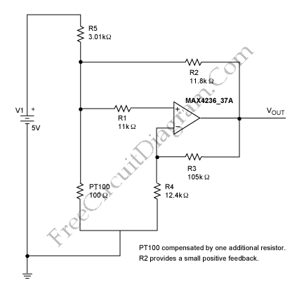 Analog Compensation Circuit for PT100 RTD Temperature Sensor jadi