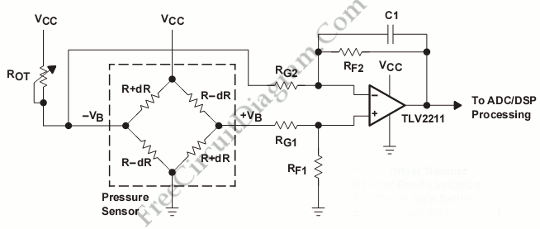 Pressure Sensor Signal Conditioning Circuit with Single Op-Amp
