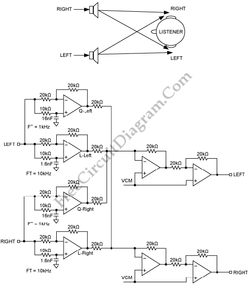 Phase Delay Network for 3D Audio Enhancement – Electronic Circuit Diagram