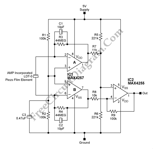 Signal Conditioning Amplifier for Piezofilm Sensor – Electronic Circuit ...