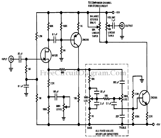 Low Cost High Level Preamp and Tone Control Circuit