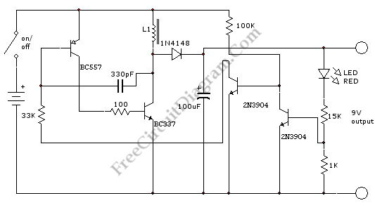 Small DC-DC Inverter: Convert 1.5 to 9 volts – Electronic Circuit Diagram