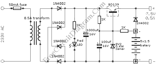 7.5V Uninterruptible Power Supply – Electronic Circuit Diagram