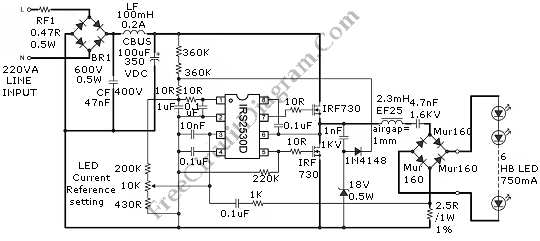 Resonant Mode LED Driver - Electronic Circuit Diagram