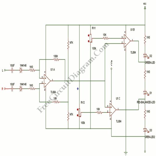 Stereo Balance Indicator – Electronic Circuit Diagram