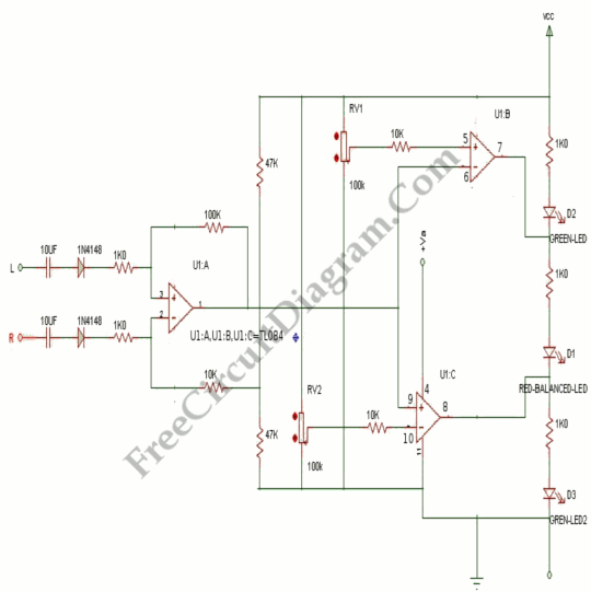 Stereo Balance Indicator – Electronic Circuit Diagram