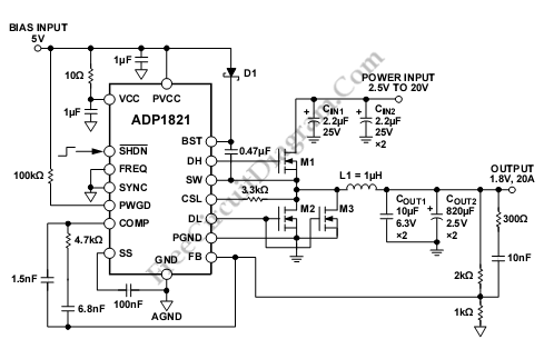 ADP1821 Step Down DC-to-DC Converter – Electronic Circuit Diagram