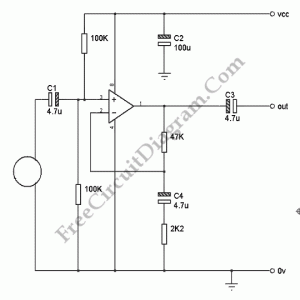 Low Noise Microphone Pre-Amp with Op-Amp – Electronic Circuit Diagram