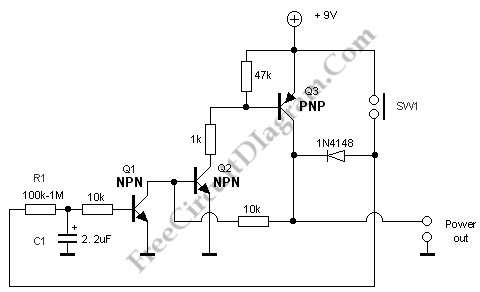 Toggle Push Button with Press and Hold – Electronic Circuit Diagram