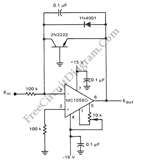 Logarithmic Amplifier Using MC1556 Op-Amp – Electronic Circuit Diagram