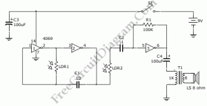 Optical Theremin – Electronic Circuit Diagram