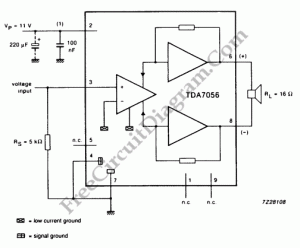 TDA7056 3W BTL Mono Audio Power Amplifier – Electronic Circuit Diagram